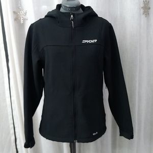 Spyder black fitted jacket hood size 10 12